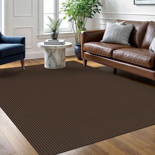 Braided Area Rug 5x7 Ft Washable Rugs for Living Room Non Slip Bedroom Rugs Boho Dining Room Rug Cotton Living Room Woven Floor Carpet for Nursery Playroom, Brown
