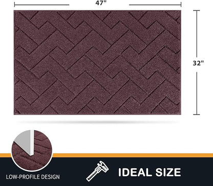 PURRUGS Dirt Trapping Door Mat 32" x 47", Non-Slip Machine Washable Entry Rug, Shoe Scraper, Dog Doormat, Super Absorbent Welcome Mat for Front & Back Door, Muddy Wet Shoes & Paws, Burgundy Red