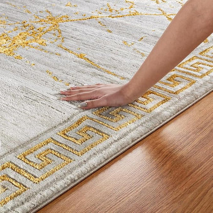GLORY RUGS Area Rugs Marble 5X7 Cream Gold Carpet Modern Abstract Rug Living Room Dining Bedroom Rug