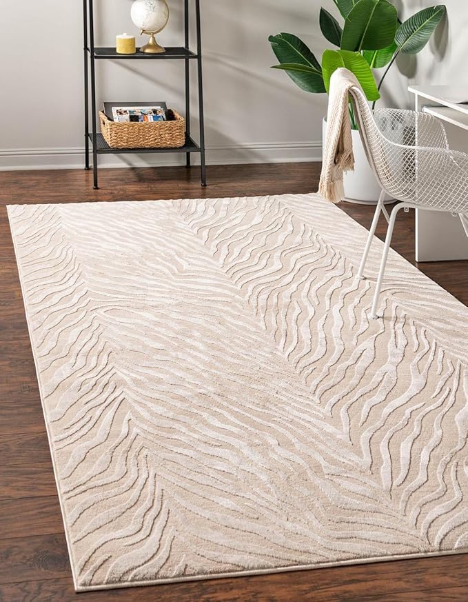 Unique Loom Finsbury Collection Area Rug - Meghan (5' 3" x 8' Rectangle, Ivory Beige)