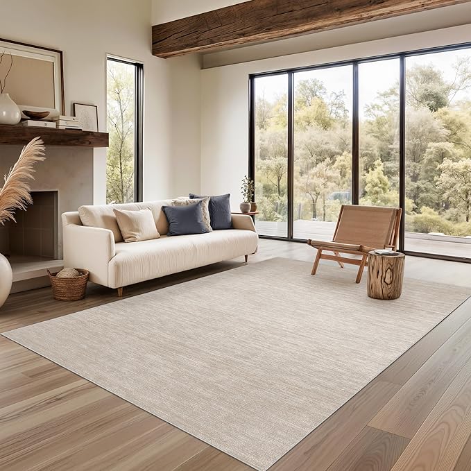 Valenrug Washable Rugs 5x7 - Stain Resistant 5x7 Area Rugs for Living Room, Non Slip Backing Gradient Printed Rugs for Bedroom, Foldable Machine Washable Area Rug(5'x7', Beige)