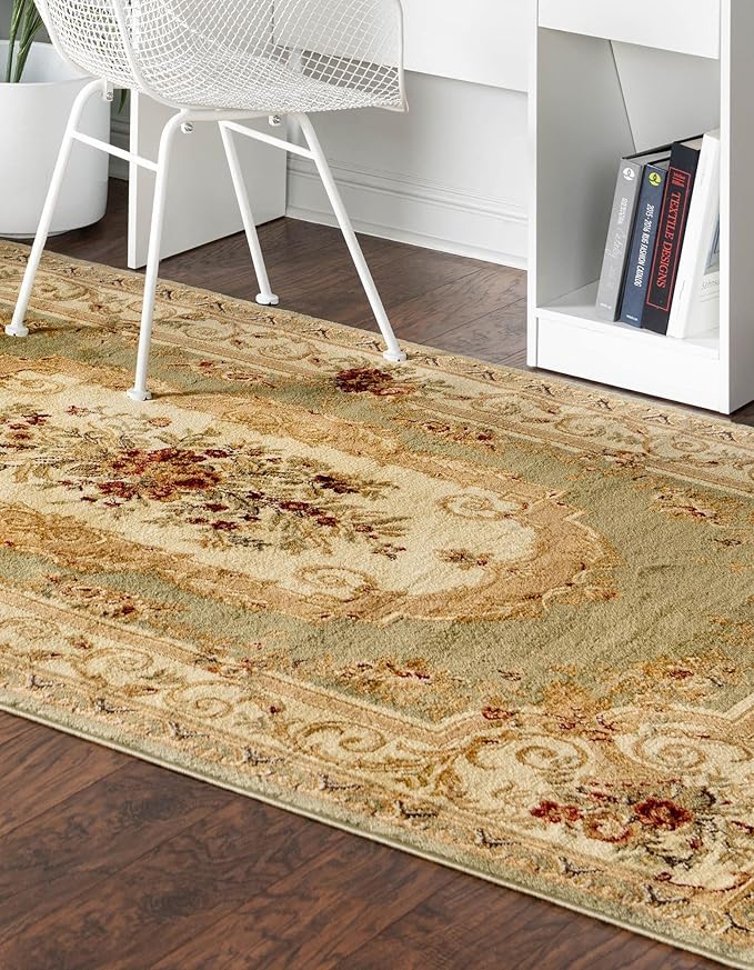Rugs.com Chateau Collection Rug - 10' x 14' Green Medium Pile Rug