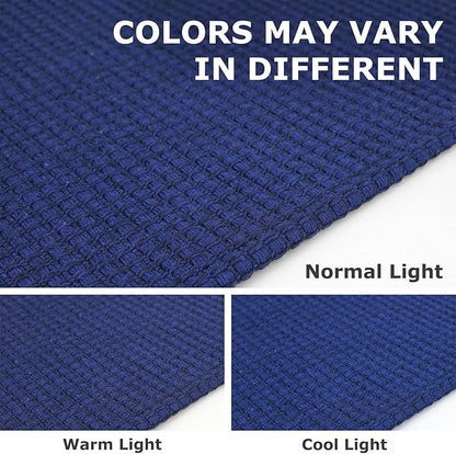 IOHOUZE Washable Runner Rug 2.6x8 Non Slip Rubber Backed Wide Hallway Runner Entryway Runner Indoor, Kitchen Rugs Woven Cotton Floor Carpet for Hall Entrance Bedroom, Royal Blue/Navy