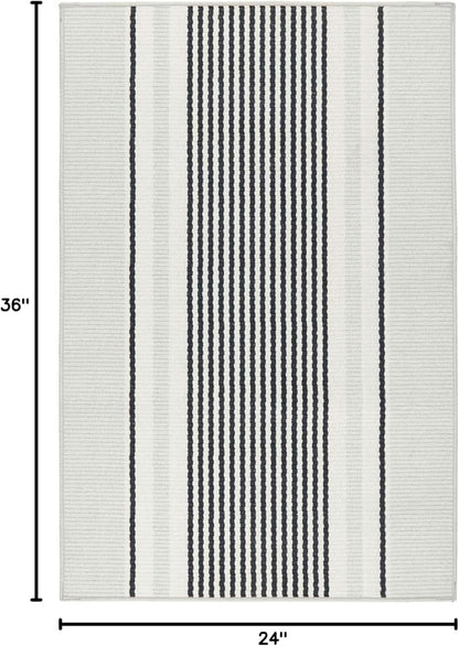 Dash & Albert Gunner Stripe Machine Washable Rug, 2 X 3 Feet, Grey Stripe Pattern