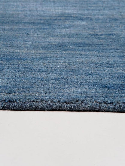 Hand Knotted Loom Wool ECO-Friendly Area Rugs - 8'x8', Octagon, Blue Color, Solid Plain Design, High Pile Thick Handmade Anti Skid Area Rugs for Living Room, Bed Room (L00111)