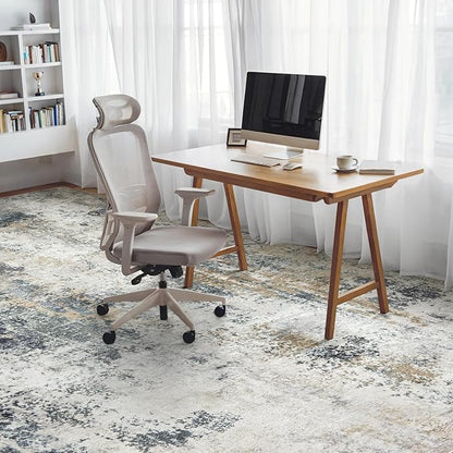 Washable Area Rug for Living Room 6x9 - Neutral Modern Abstract Rugs, Soft Non Slip Carpet with for Bedroom, Under Dining Room Table, Home, Office, Dorm - Green Yellow