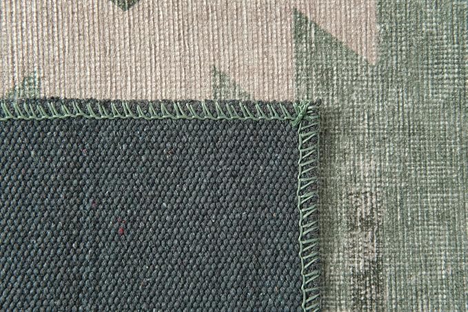 Revival Rugs Flam 6'x9' Zero-Shedding Area Rug for Living Room Bedroom - Oeko-TEX Certified, Low Pile, Spot Clean, Green