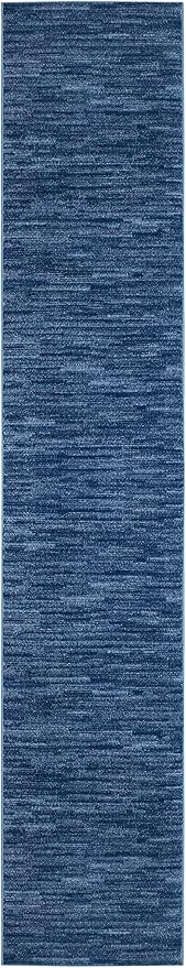 Nourison Home Nourison Essentials Navy Blue 2'2" x 14' Area Rug - Easy Clean, Non Shedding, Bed Room, Living Room, Dining Room, Kitchen (14' Runner)
