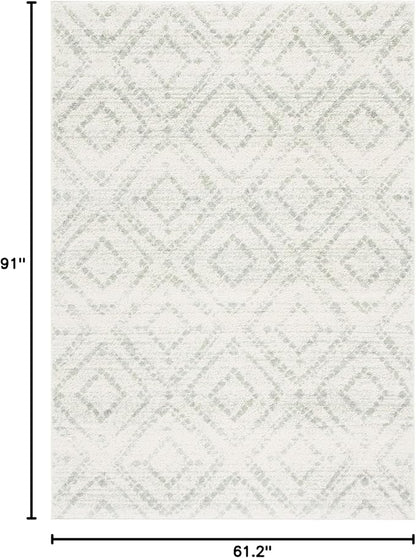 SAFAVIEH Adirondack Collection Area Rug - 5'1" x 7'6", Ivory & Green, Modern Diamond Distressed Design, Non-Shedding & Easy Care, Ideal for High Traffic Areas in Living Room, Bedroom (ADR131X)
