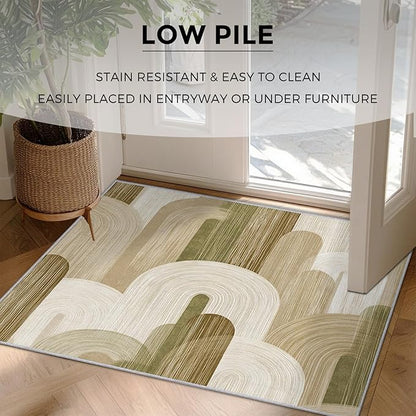 Abstract Geometry Rugs for Home Decor, 6x8 ft, Minimalist Geo Arched Area Rugs for Living Room, Soft Non Slip Washable Mid Century Modern Carpet Bedroom Decorations Dt-Ghf-19