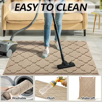 Timo Entryway Rug, Door Mats Indoor 32"x40" Absorbent Rubber Backing Non Slip Indoor Doormat, Machine Washable Resist Dirt Low Profile Door Mat, Front Door Rugs for Muddy Wet Shoes, Beige