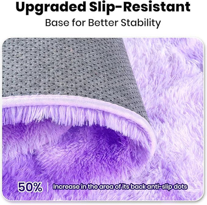 Zentavio Large Area Rugs for Living Room, 8x10 Fluffy Purple Rugs for Girls Room, Soft Shag Aesthetic Plush High Pile Throw Carpet for Bedroom Nursery Kids Room Dorm Room Tie-Dyed