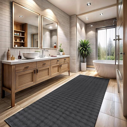 CAMILSON Modern Dark Gray Non Slip Runner Rug 2x7 Ultra Soft High Pile Kitchen Rugs Non Skid Rubber Backing Durable & Easy to Clean Carpet for Entryway Bathroom Indoor Use (2 x 7 Dark Gray)