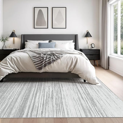 Valenrug Washable Rugs 8x10 - Non Slip 8x10 Area Rugs for Living Room, Stain Resistant Area Rugs for Bedroom, Foldable Machine Washable Area Rug(8'x10', Grey)