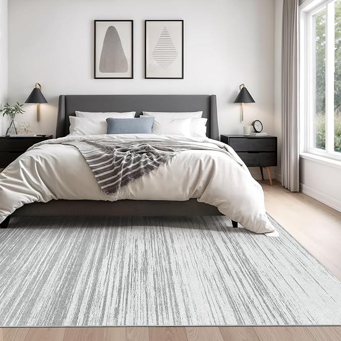 Valenrug Washable Rugs 5x7 - Non Slip 5x7 Area Rugs for Living Room, Stain Resistant Area Rugs for Bedroom, Foldable Machine Washable Area Rug(5'x7', Grey)