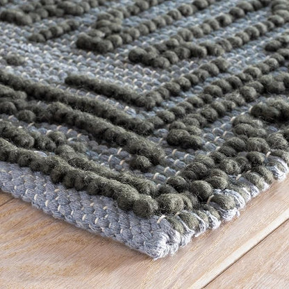 Dash and Albert Campbell Iron Handwoven Wool Rug, 5 X 8 Feet, Neutral/Grey Geometric Pattern - Premium Luxury Hotel Quality Soft Breathable Hypoallergenic Machine Washable Easy Care All Season