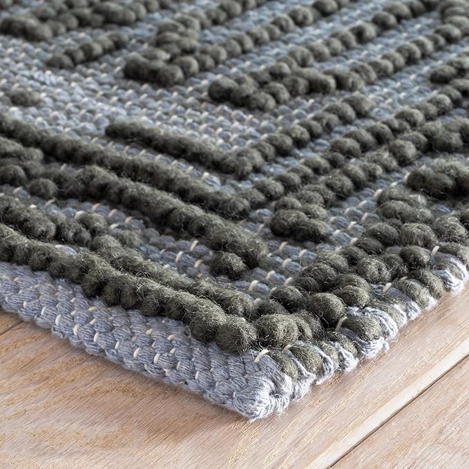 Dash and Albert Campbell Iron Handwoven Wool Rug, Runner-2.5 X 8 Feet, Neutral/Grey Geometric Pattern - Premium Luxury Hotel Quality Soft Breathable Hypoallergenic Machine Washable Easy Care All