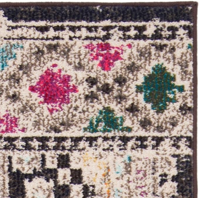 SAFAVIEH Madison Collection Runner Rug - 2'2" x 10', Black & Yellow, Boho Diamond Distressed Design, Non-Shedding & Easy Care, Ideal for High Traffic Areas in Living Room, Bedroom (MAD418Z)