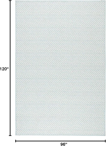 Dash & Albert Herringbone Navy Machine Washable Rug, 7.5 X 9.5 Feet, Blue Geometric Pattern