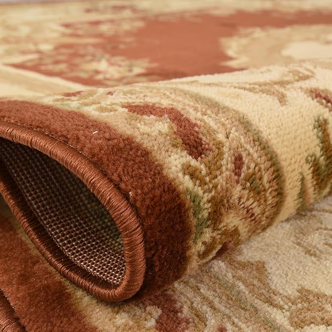 Rugs.com Chateau Collection Rug – 10 Ft Runner Brick Red Medium Rug Perfect for Hallways, Entryways