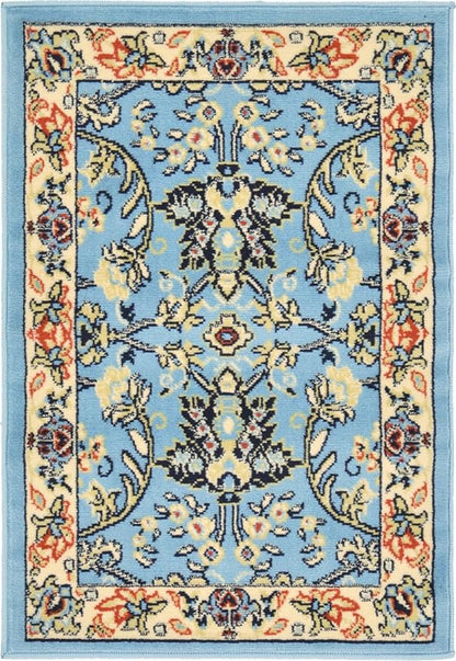 Unique Loom Sialk Hill Collection Area Rug - Washington (2' 2" x 3' 1" Rectangle Light Blue/Navy Blue)