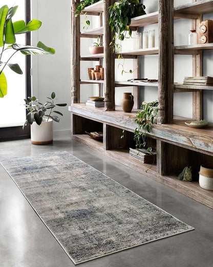 Loloi Teagan Collection TEA-05 Denim/Slate 6'-7" x 9'-2" Area Rug, Large, Soft Neutral Rug, High-Traffic for Living Room, Bedroom, Home Office, Dining Area