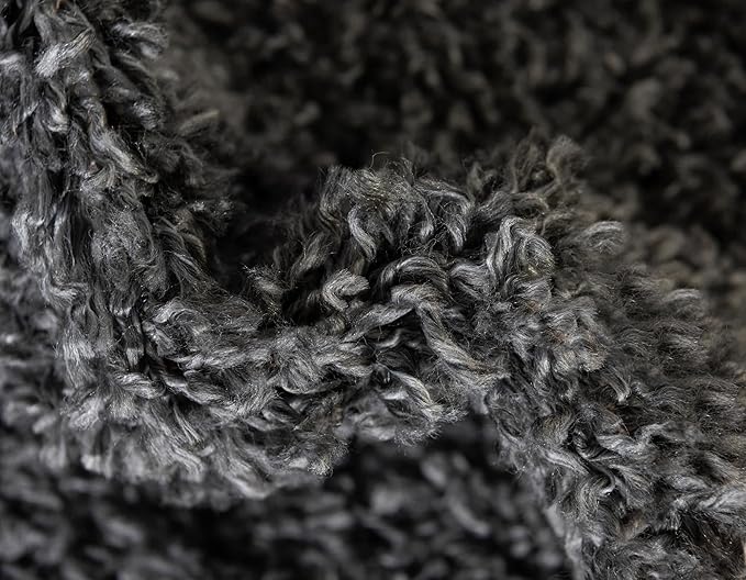 Unique Loom Davos Shag Collection Area Rug - Solid (5' 3" x 8' Oval, Peppercorn)