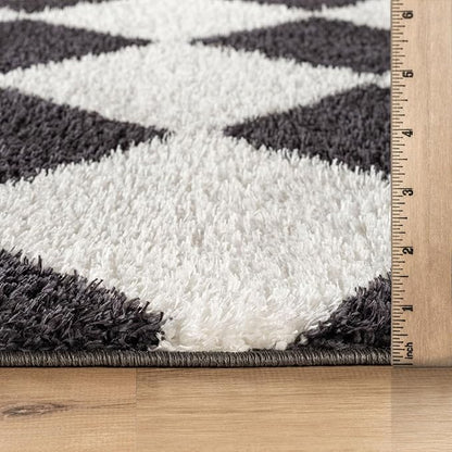 Rugshop Diamond Wave Pattern Shag Area Rug Anthracite Dark Gray 5' x 7' Great for Bedrooms, Living Rooms, or Under Coffee Tables