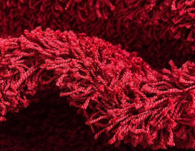 Unique Loom Solid Shag Collection Area Rug (2' 6" x 13' 1" Runner, Cherry Red)
