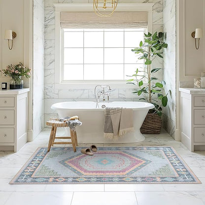 Oushak Rug, Turkish Vintage Floral Pastel Large Oversized Area Rugs for Living Room Dining Bedroom Kitchen Bathroom Nursery Runner Rugs (856GP, 2' x 3')