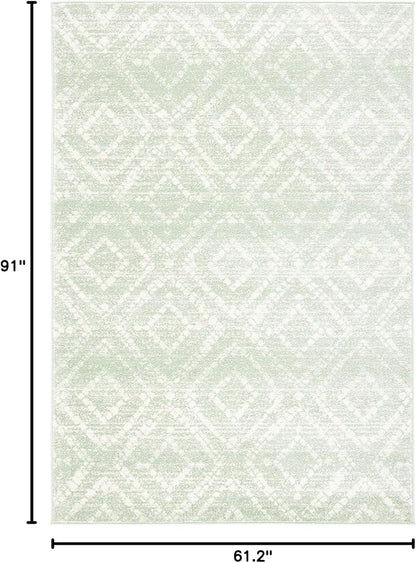 SAFAVIEH Adirondack Collection Area Rug - 5'1" x 7'6", Green & Ivory, Modern Diamond Distressed Design, Non-Shedding & Easy Care, Ideal for High Traffic Areas in Living Room, Bedroom (ADR131Y)