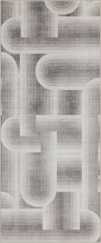 ReaLife Rugs Machine Washable Area Rug Runner - Living Room Bedroom Bathroom Kitchen Entryway Office - Non-Slip Baking Low Pile Stain Resistant Premium - Modern Geometric - Lyra - Beige 2'6" x 6'