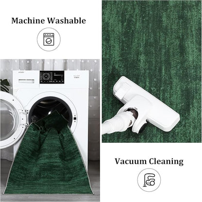 RUGSREAL Modern Area Rug 4x6 Rug for Bedroom Indoor Non-Slip Solid Color Area Rug Washable Contemporary Area Rugs Throw Floor Carpet for Bedroom Living Room Kitchen, Dark Green