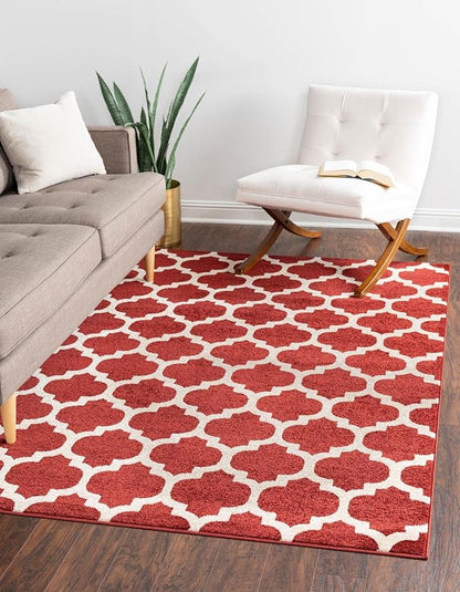Rugs.com Lattice Collection Rug – 9' x 12' Dark Terracotta Medium Rug Perfect for Living Rooms, Large Dining Rooms, Open Floorplans