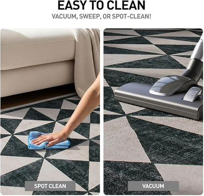 Rugshop Geometric Diamond Washable Non Slip Runner Rug 2' x 10' Cream