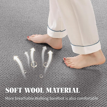 Shilucheng Wool Rug 8x10 Non-Slip, Blend 80% Wool and 20% Cotton Rugs for Living Room, Bedroom, Dinning Room, Soft Durable Cotton Backing Modern Area Rug (Gray)