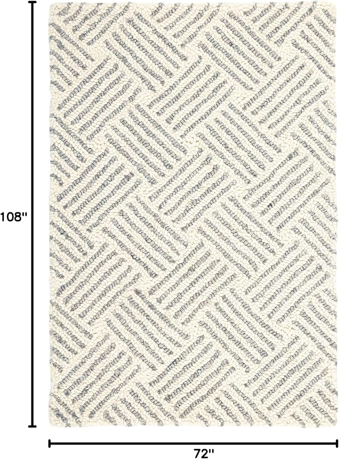 Dash & Albert Layers Grey Hand Hooked Wool Rug, 6 X 9 Feet, Grey/Ivory Geometric Pattern