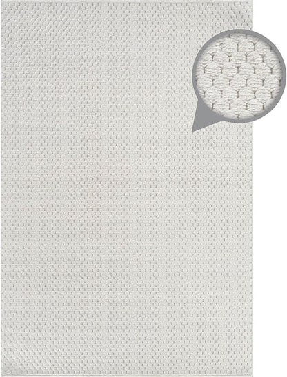 CAMILSON Modern Rug 8x10 Luxury Pebble Pattern Micro Loop Area Rugs Soft High-Low Pile Stain Resistant Easy to Clean Non-Shedding Durable Living Room OfficeIndoor Carpet (White)