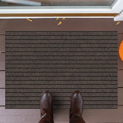 Ottomanson Mud Mat 2' x 2'7" Entryway Rug - Non-Slip Scraper Doormat for Muddy Paws, Dirt Trapping Indoor/Outdoor Mat for High-Traffic Areas, Kitchen, Garage, Patio, Brown