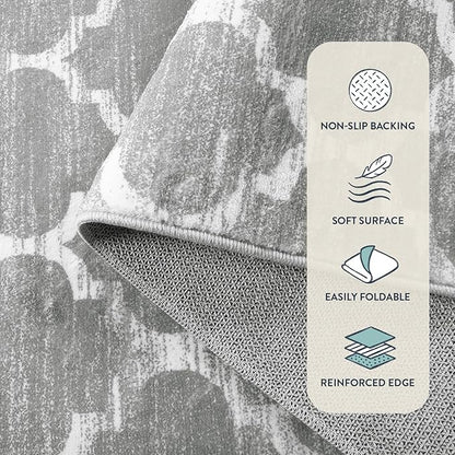 Lahome Moroccan Bedroom Rug - 3’x5’ Area Throw Washable Rugs Small Non-Slip Accent Distressed Floor Carpet for Door Mat Entryway Living Room Kitchen Laundry Dorm Decor (3’ X 5’, Gray)