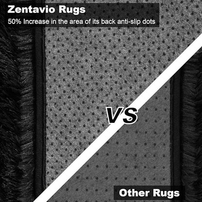 Zentavio Black Area Rugs for Living Room Bedroom 4x6 Men Room Carpet Fluffy Furry Shag Aesthetic Plush High Pile Floor Rug for Nursery Kids Room Dorm Home Decor