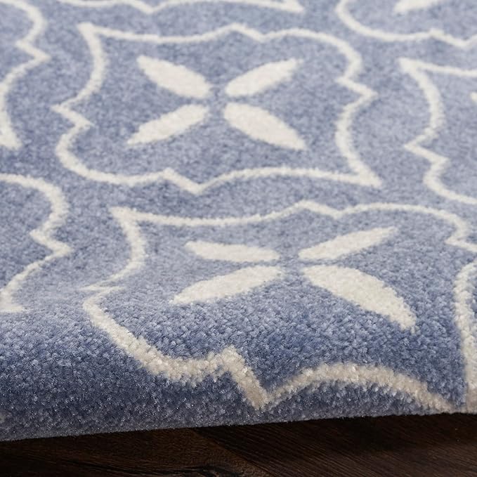 Nourison Home Nourison Essentials Blue Ivory 8' x 10' Area Rug - Easy Clean, Non Shedding, Bed Room, Living Room, Dining Room, Kitchen (8' x 10')