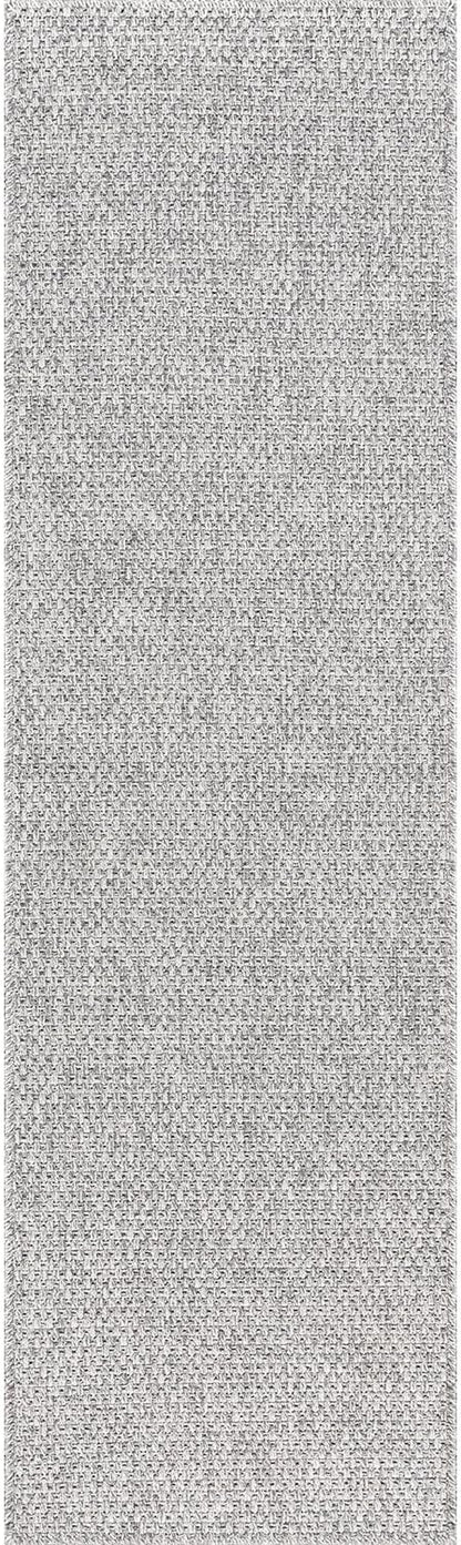 CAMILSON Indoor and Outdoor Runner Rug Gray Solid Boho Woven Design Easy-Cleaning Non Shedding Farmhouse Living Room Bedroom Garden Patio and Kitchen Washable Outside Carpet Alfombras (2x7)