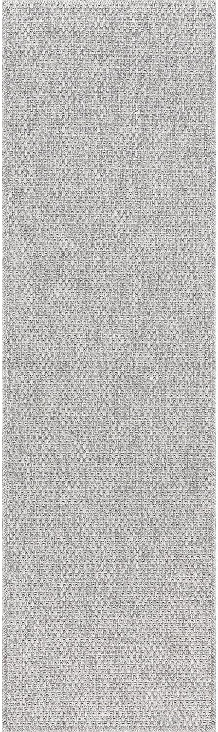 CAMILSON Indoor and Outdoor Runner Rug Gray Solid Boho Woven Design Easy-Cleaning Non Shedding Farmhouse Living Room Bedroom Garden Patio and Kitchen Washable Outside Carpet Alfombras (2x7)