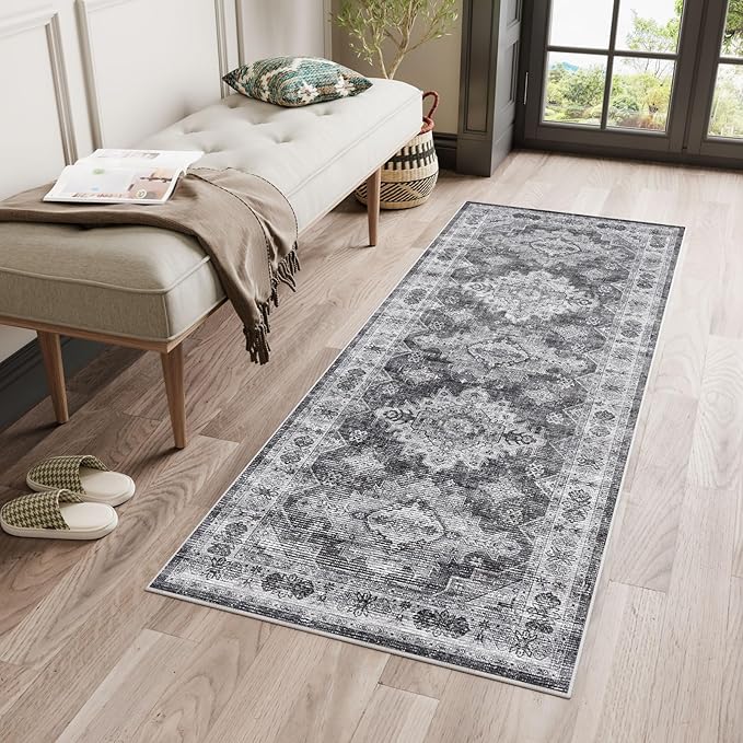 Dripex Tribal Washable Runner Rug-2x5 Non-Slip Non-Shedding Runners for Hallways Stain Resistant Kitchen Mat Laundry Entryway Carpet Runner for Doorway Entrance Bedroom Living Room Decor