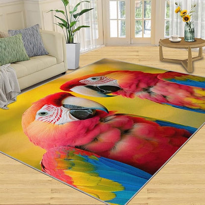 Parrot Rugs for Bedroom - 2x3 Area Rug - Cute Parrot Rugs for Living Room, Colorful 3D Animal Rug, Non-Slip Washable Home Decor Carpet
