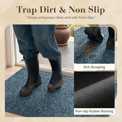 MontVoo Door Mat Indoor Entrance Doormat, Absorbent Durable Rubber Non Slip Front Door Mat for Inside Entry Entryway Dirt Trapper Welcome Mat, Navy Blue 32''x48''