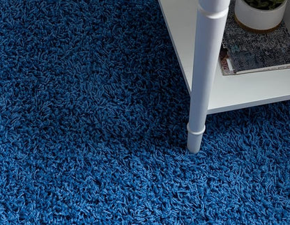 Unique Loom Solid Shag Collection Area Rug (5' 3" x 8' Oval, Periwinkle Blue)