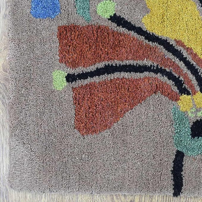 Hand Tufted Wool ECO-Friendly Area Rugs - 2'6''x10', Runner Shape, Camel, Floral Modern Design, High Pile Thick Handmade Anti Skid Area Rugs for Living Room, Bed Room (K00219)