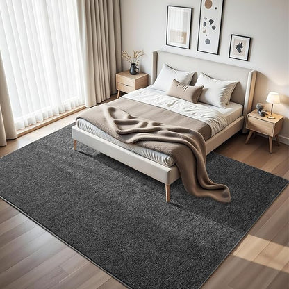 HQAYW 7x10 Large Area Rugs for Living Room Bedroom, Modern Thickened Memory Foam Soft Rug, Low Pile Minimalist Washable Non Slip Carpets for Kids Girls Boys Nursery Dorm Home Decor, Dark Grey